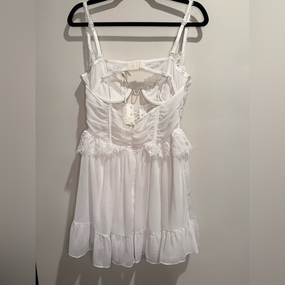 For Love & Lemons White Lace Corset Mini Dress Size L NWT Adjustable Straps - Picture 5 of 7